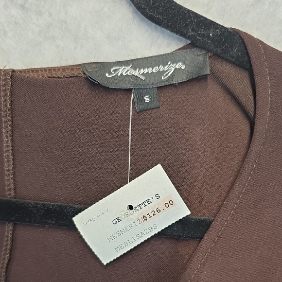 Mesmerize Brown Fit & Flare Midi Dress S NWT 3/4 Sleeve Wrap Style - Picture 4 of 11